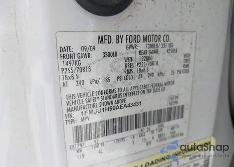 2010 Ford Expedition Eddie Bauer/King Ranch из США, поврежденный, VIN 1FMJU1H50AEA43431